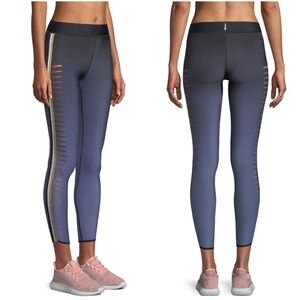 ULTRACOR Slash Ombre Navy Gold Racer Stripe Performance Leggings Stripe